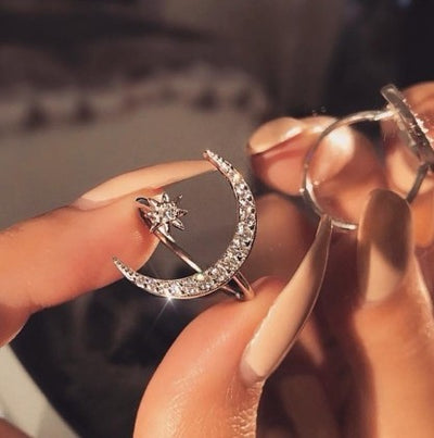 Anillos de Moda Europeos y Americanos con Estrellas y Luna de Circonia - Image 3