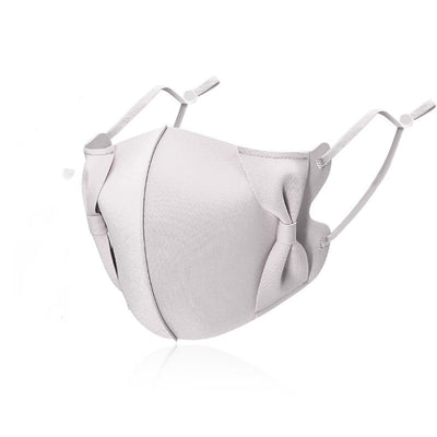 Light blue ice silk face mask with decorative bows on the sides and adjustable ear loops, shown on a white background. - Image 29