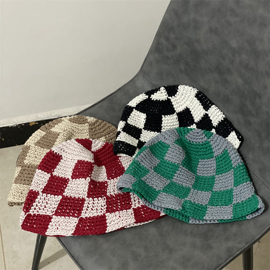 Gorro Pescador Cuadros Escocés Estilo Japonés para Mujer