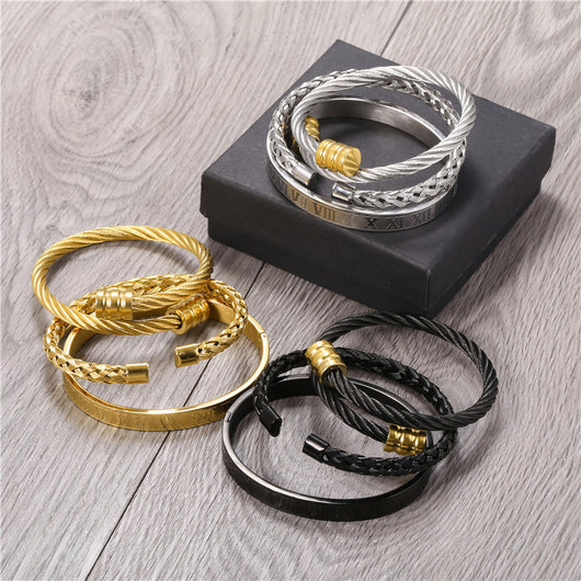 Pulsera de Acero Titanio Estilo Punk con Diseño Romano - Image 55