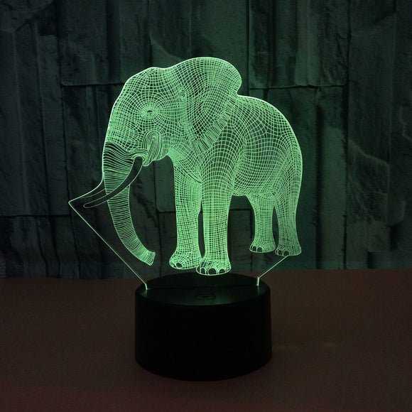 Lámpara 3D Elefante LED Táctil con Luz de Ambiente Multicolor