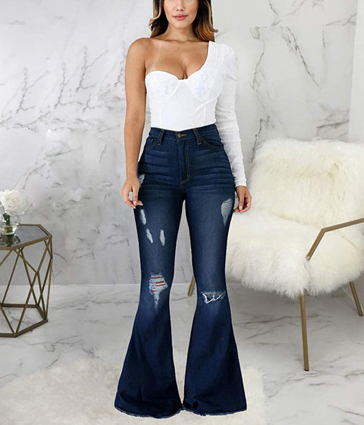 Jeans Acampanados Rotos con Elasticidad Premium para Mujer - Image 12