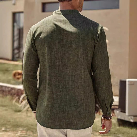 Cardigan Tipo Camisa de Cuello Alto para Hombre