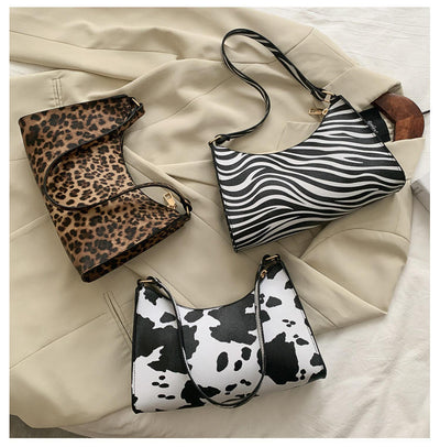 Bolsa Axilar Estampado Leopardo Vaca