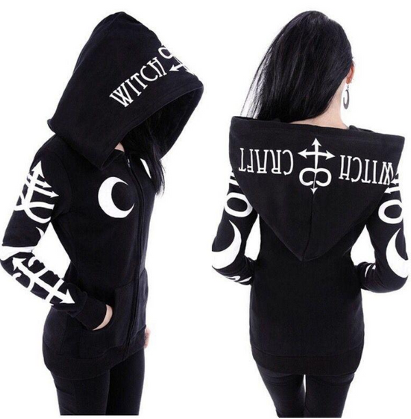Sudadera Punk Estampado Luna Letras Grandes Manga Larga