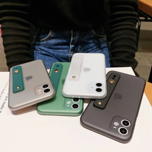 Funda iPhone con Correa de Muñeca - Colores Sólidos Compatible con Apple