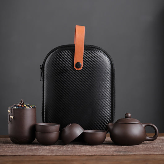 Juego de Té Portátil en Piedra Púrpura con 4 Tazas y Contenedores - Image 5