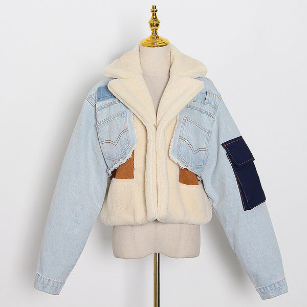 Chaqueta Denim Gruesa con Forro de Lana de Cordero