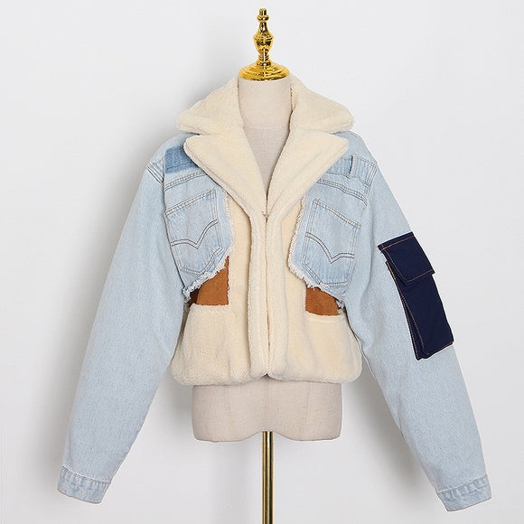 Chaqueta Denim Gruesa con Forro de Lana de Cordero