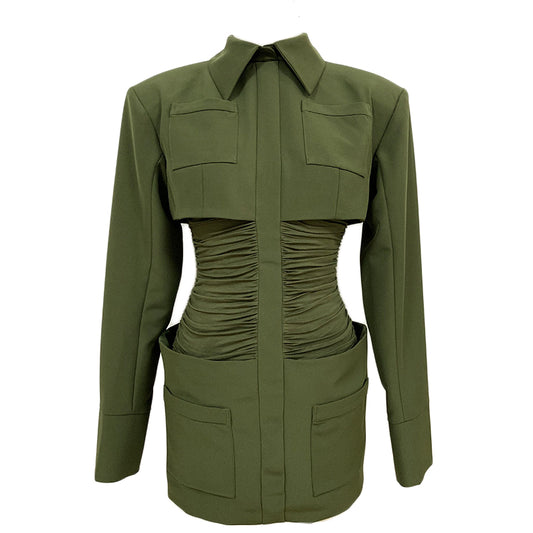 Vestido Elegante con Cuello de Camisa, Falda Plisada y Bolero - Image 2
