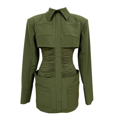 Vestido Elegante con Cuello de Camisa, Falda Plisada y Bolero - Image 2