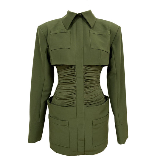 Vestido Elegante con Cuello de Camisa, Falda Plisada y Bolero - Image 2