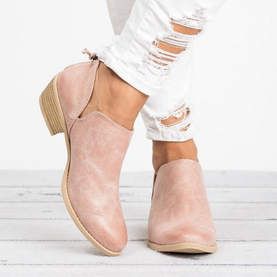 Botas Cortas para Mujer con Moño Mariposa y Tacón Medio - Punta Fina
