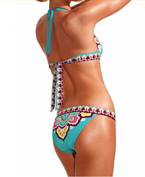 Bikini Étnico Retro Halter Triangular - Estilo Clásico y Sexy - Image 11