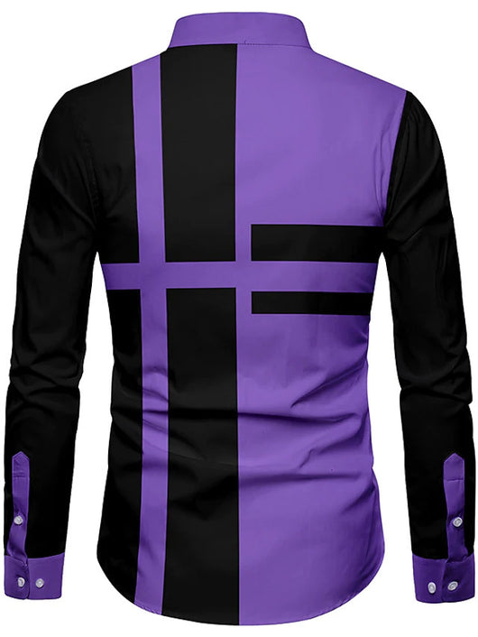 Camisa de Manga Larga Hueca Talla Europea para Hombre
