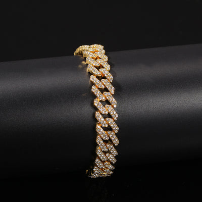 Pulsera Hip-hop Chapada en Oro con Diamantes de Aleación