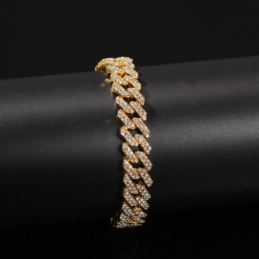 Pulsera Hip-hop Chapada en Oro con Diamantes de Aleación