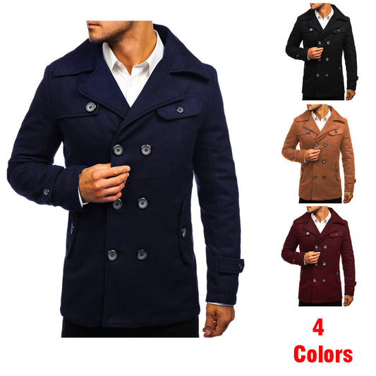 Abrigo de Lana Doble Botonadura Slim Fit para Hombre