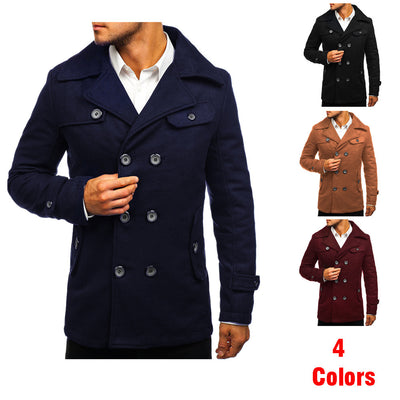 Abrigo de Lana Doble Botonadura Slim Fit para Hombre