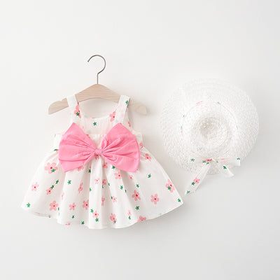 Vestido Infantil Estampado con Tirantes y Moño - Colección Verano - Image 3