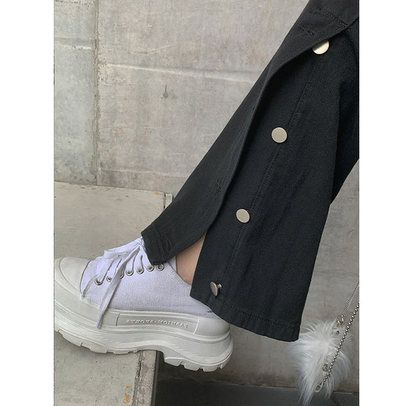 Jeans Tiro Alto Bicolor con Corte Abierto