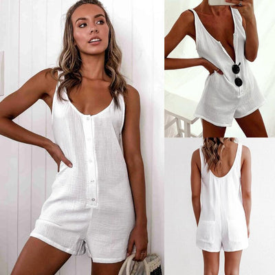 Jumpsuit Enterizo de Color Liso con Chaleco