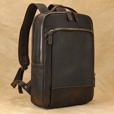 Mochila Multifuncional de Cuero Crazy Horse Retro para Hombre y Estudiantes - Image 10