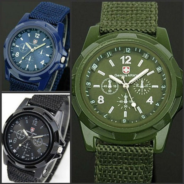 Reloj Táctico Militar Gemius Army Sport Esfera Redonda Movimiento Cuarzo Correa Nylon