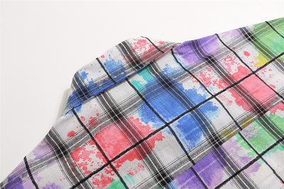 Camisa Manga Corta Tie Dye Cuadros para Hombre - Image 10