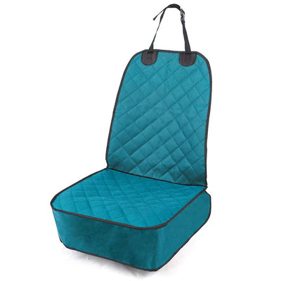 Brown quilted Oxford cloth pet car seat cover with black trim and adjustable straps, designed for vehicle co-pilot seats. - Image 9