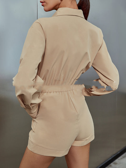Jumpsuit Corto de Algodón Liso para Commuter - Image 11