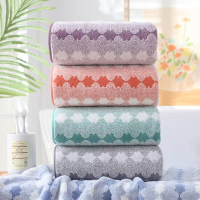 Juego de Toallas de Terciopelo Velour con Rayas Contrastantes