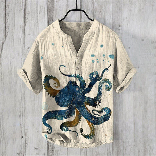 Camisa Hawaiana Navideña Casual con Estampado Santa para Hombre - Image 34