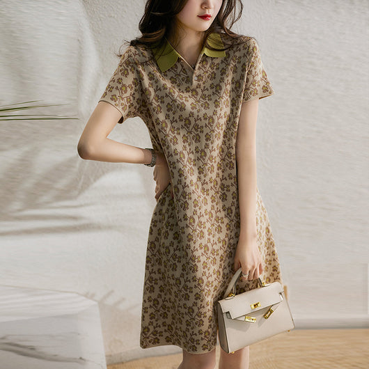 Vestido Polo Cuello Alto con Estampado Floral Pastoril - Image 19