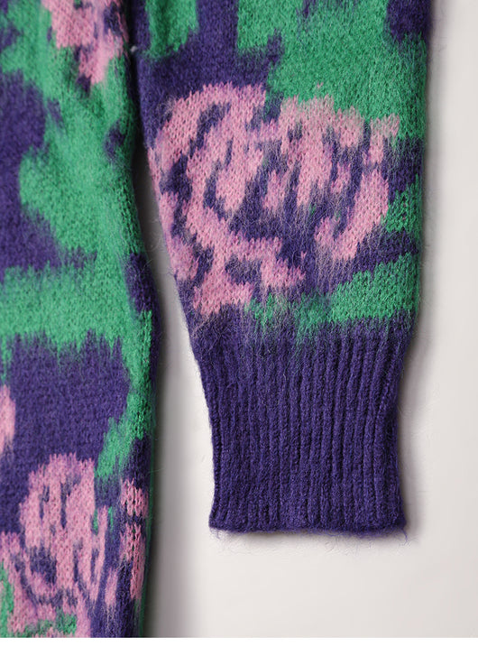 Suéter Pullover para Mujer con Cuello Redondo y Jacquard Floral Bicolor - Image 16