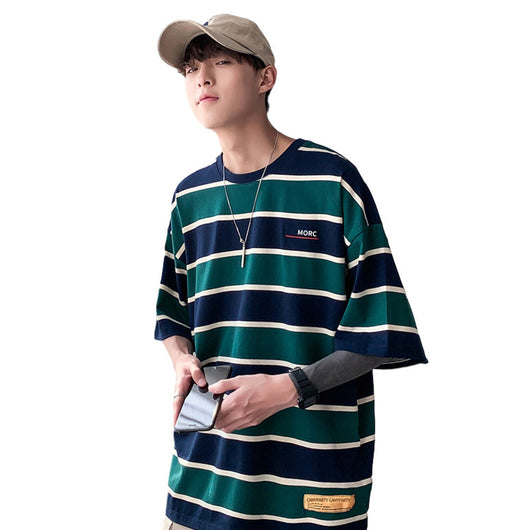 Camiseta Suelta a Rayas de Manga Corta para Verano - Image 12