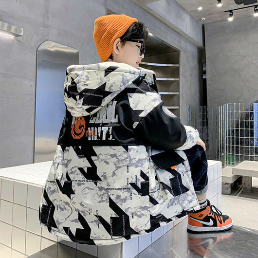 Parka Infantil Camuflaje con Forro de Terciopelo para Niños Medianos y Grandes - Image 3