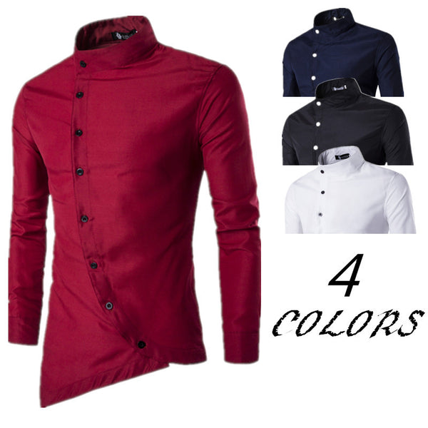 Camisa de Manga Larga con Cuello Diagonal