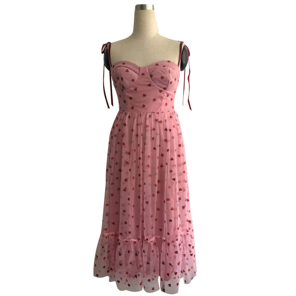 Vestido Lunares con Cintura Bandeau y Falda Amplia