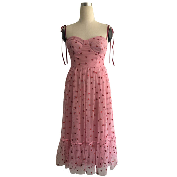 Vestido Lunares con Cintura Bandeau y Falda Amplia