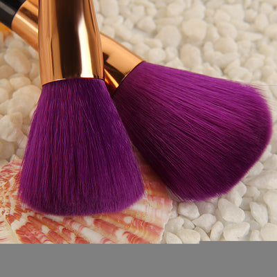 Set de 15 Brochas de Maquillaje Profesional Cerdas Púrpura y Verde - Image 2