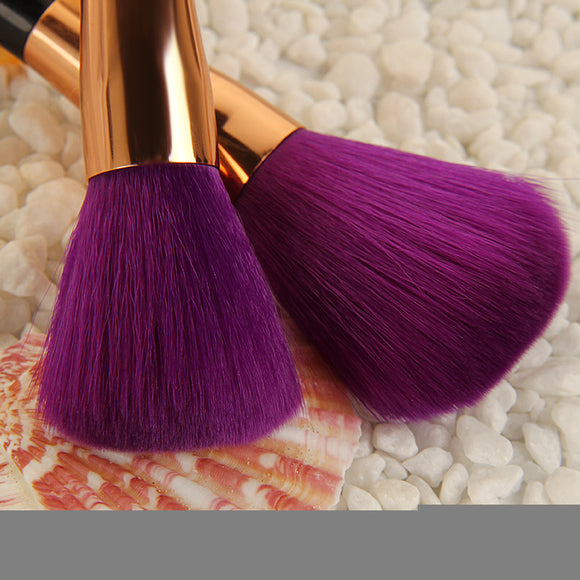 Set de 15 Brochas de Maquillaje Profesional Cerdas Púrpura y Verde