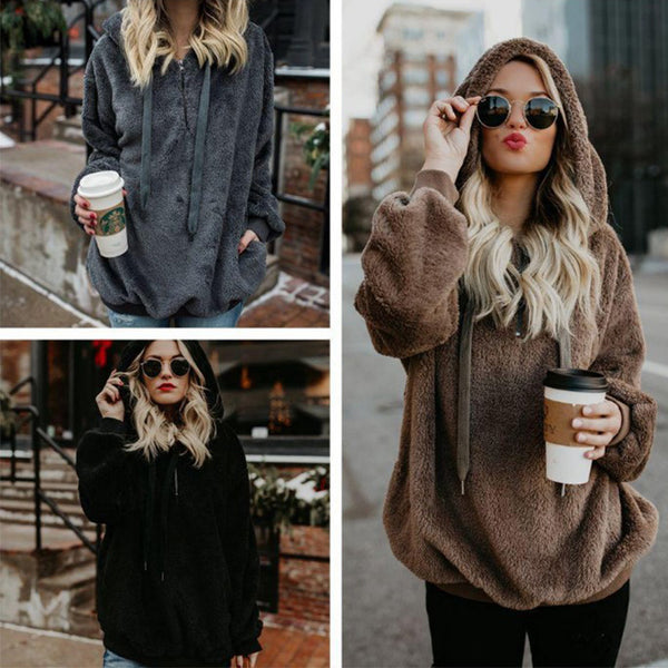 Sudadera Polar Mujer con Cierre y Bolsillos - Abrigo Térmico Otoño Invierno