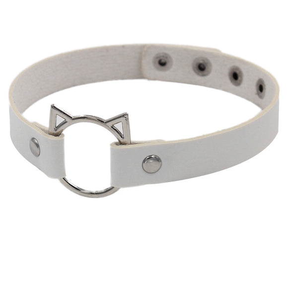 Collar de Cuero Punk Soft Girl con Cadena de Clavícula y Red