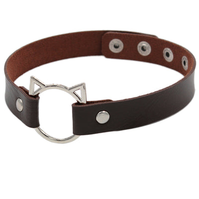 Collar de Cuero Punk Soft Girl con Cadena de Clavícula y Red - Image 4