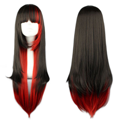 Peluca Larga Degradado Negro a Rojo - Estilo Europeo y Americano - Image 8