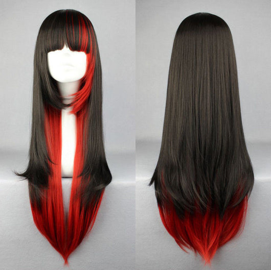 Peluca Larga Degradado Negro a Rojo - Estilo Europeo y Americano - Image 2