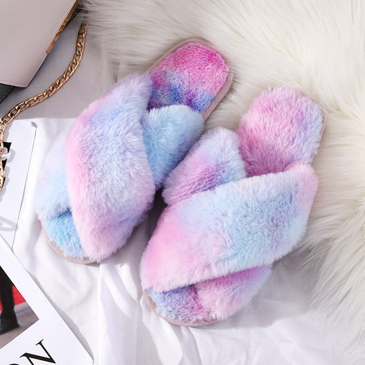 Pantuflas Invierno Mujer Peluche Cruzadas con Exterior Acolchado - Image 17