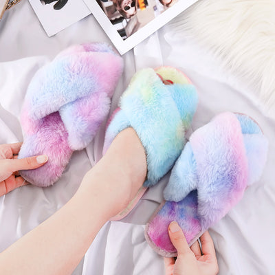Pantuflas Invierno Mujer Peluche Cruzadas con Exterior Acolchado - Image 16