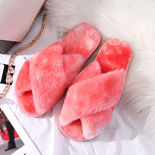 Pantuflas Invierno Mujer Peluche Cruzadas con Exterior Acolchado